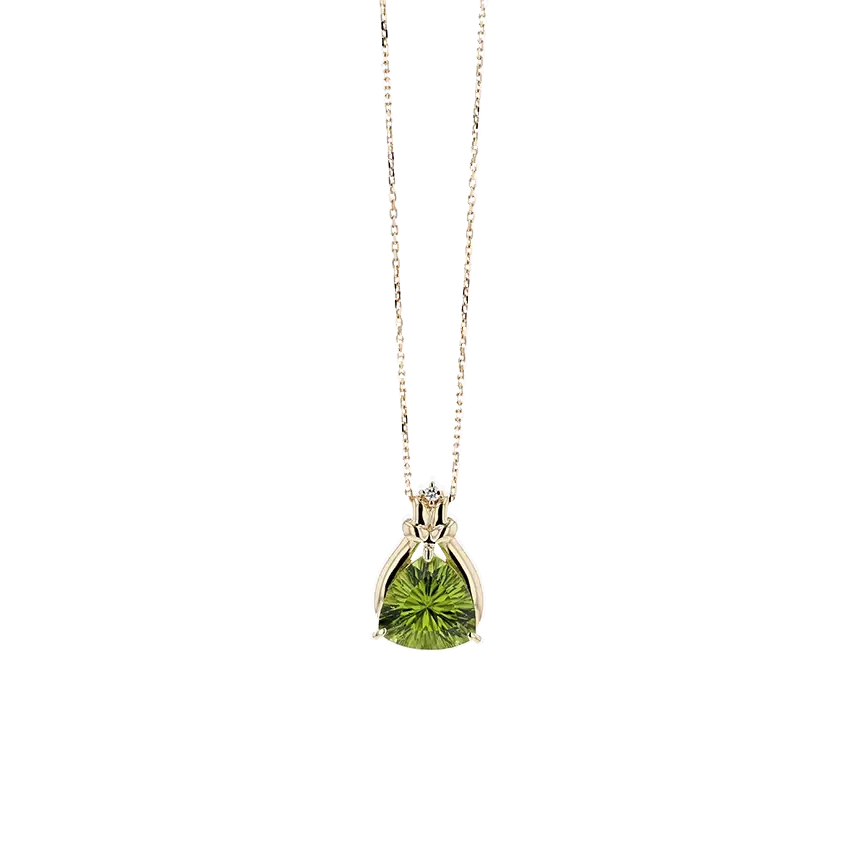 K18YG ペリドット 4.56ct ダイヤモンド 0.02ct ネックレス メイン画像